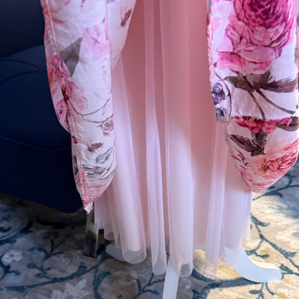 Ivy City Co. Pink Floral Print Sweetheart Square Neck Puff Sleeve Dress Medium - Picture 7 of 12